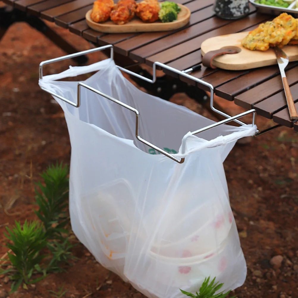 

Garbage Bag Holder Stainless Steel Camping Trash Bag Rack for Kitchen Bathroom Dormitory Utility Room Storage Hanging Trash Can