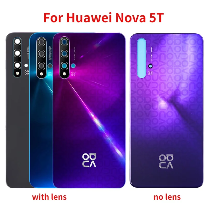 

New Back Glass Housing For Huawei Nova 5T Battery Back Cover Panel Rear Door Case With Camera Lens Adhesive Replace