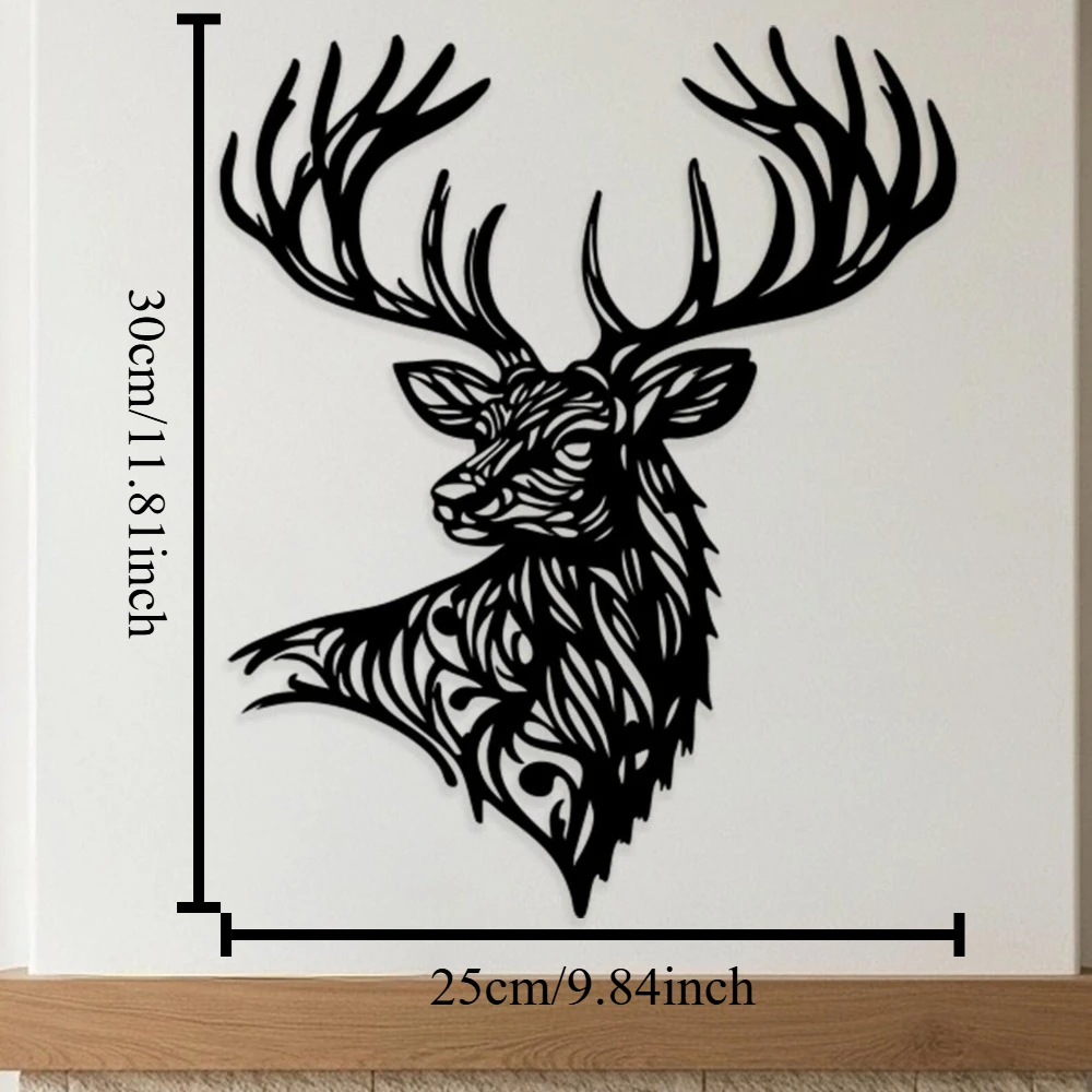 CIFBUY Deer Head Metal Wall Art,Vertical Large Stag Tin Sign,Rustic Above Fireplace Decor for Cabin & Living Room