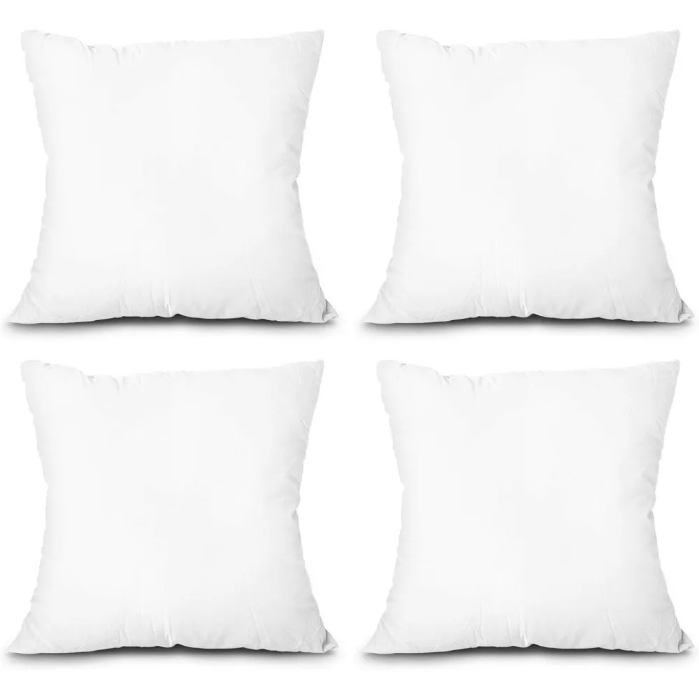 

Set of 4 EDOW Lightweight Down Alternative Polyester Pillow Inserts for Couch Cushions, Sham Stuffer, Machine Washable