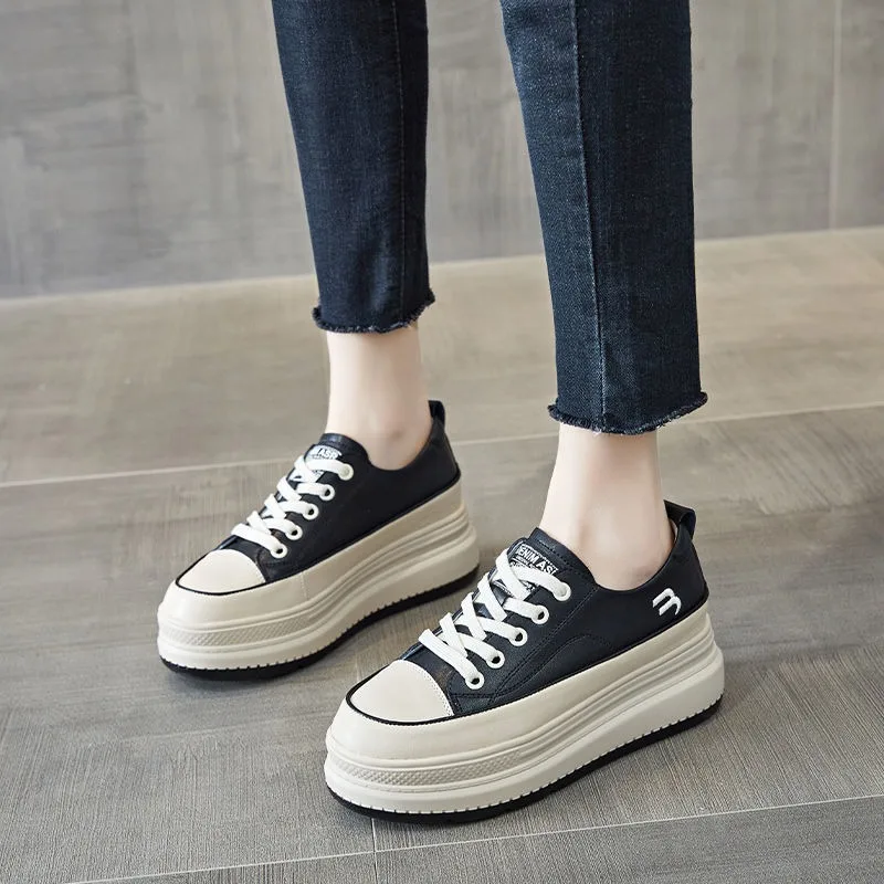 

Increase Luxury Leather Sneakers for Women Designer Soft Sole Casual Light Women's Board Shoes Fashion Platform Ladie Shoes