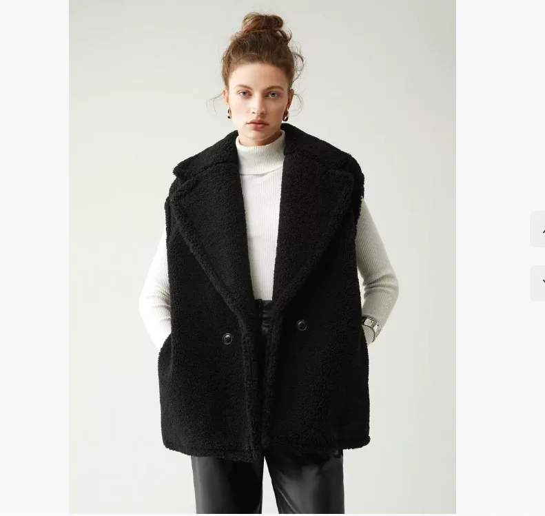 

New 2025 Winter Autumn Women Faux Fur Coat Vintage Streetwear Solid Color Sleeveless Collar Fashion Outerwear