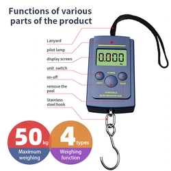 Portable Hanging Electronic Hook Scale 50Kg Mini Digital Scale Fishing Luggage Portable Digital Handy Pocket Weight Hook Scale