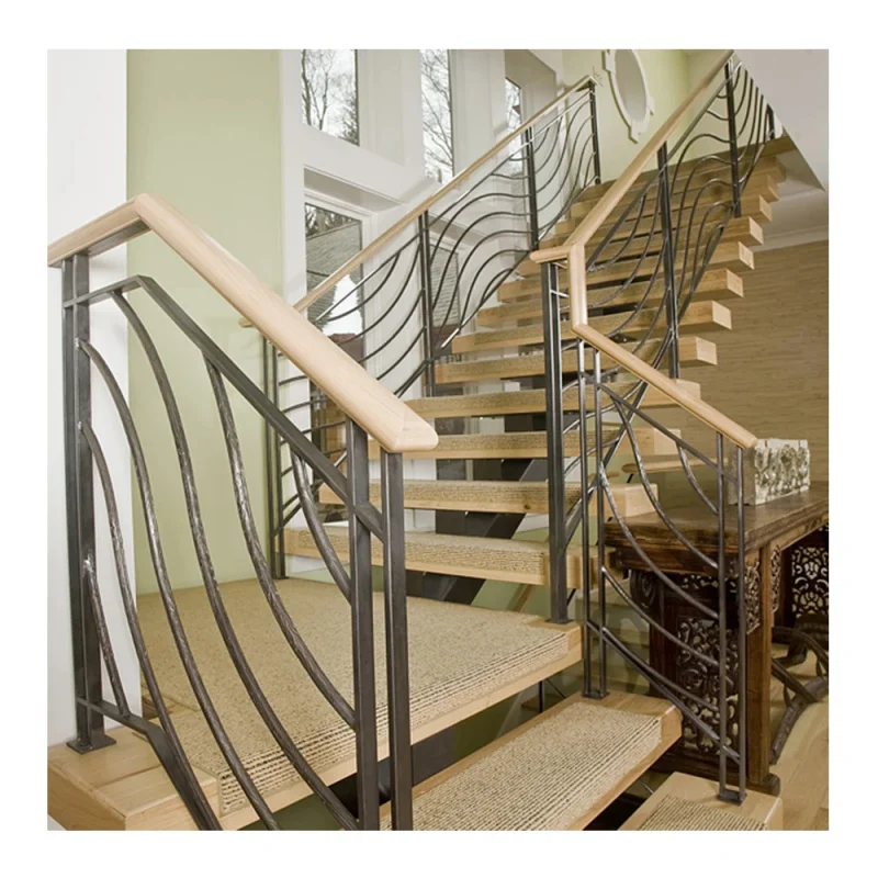 custom.Stainless Steel Beam Straight Stairs Mono Stringer Staircase Steps Streads System Indoor Modern Solid Wooden Floating Sta