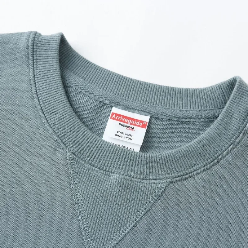 Autumn New Heavy 360g Hoodies Men 100% Cotton Casual Minimalist Sweatshirt O-Neck Triangle Line Solid Sports Basic Pullover Tops