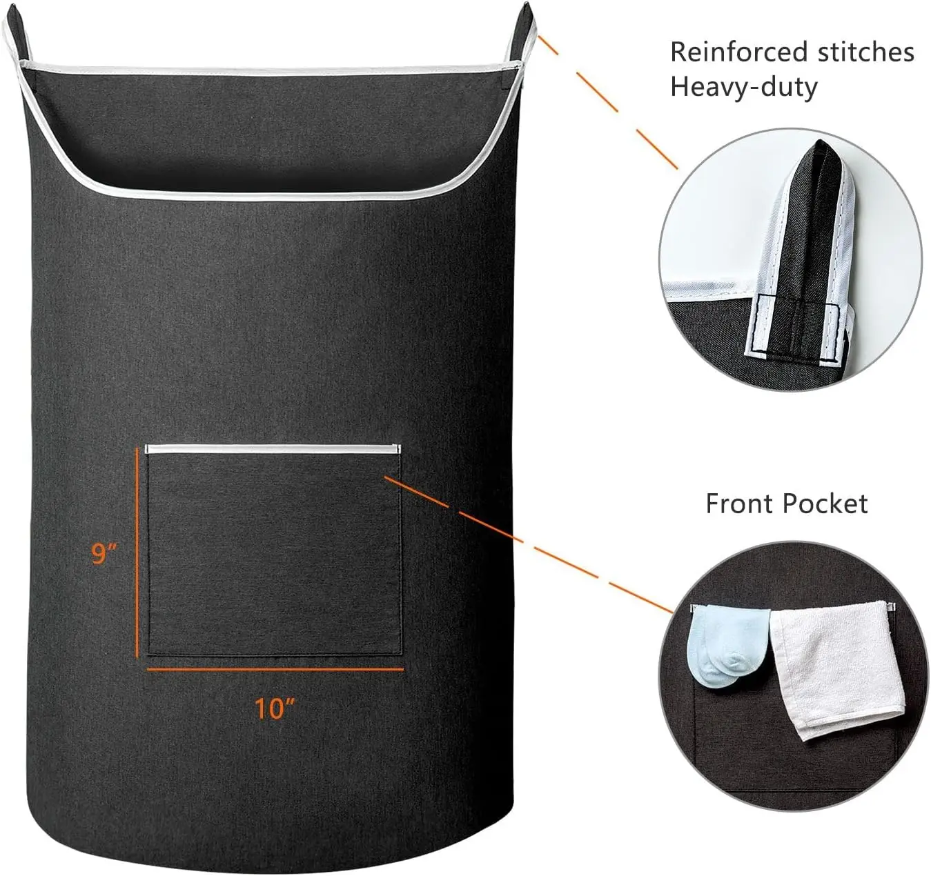 XL Hanging Laundry Hamper Bag Black Door Hanging Hamper with Large Openging  Door Laundry Basket