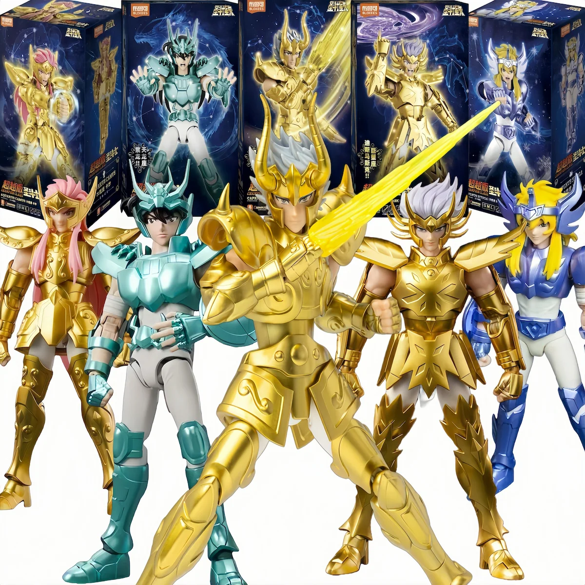 BLOKEES Original oro Saint Seiya cáncer Deathmask dragón Shiryu Capricornio Shura estatua de Anime de alto detalle modelo de figura de acción