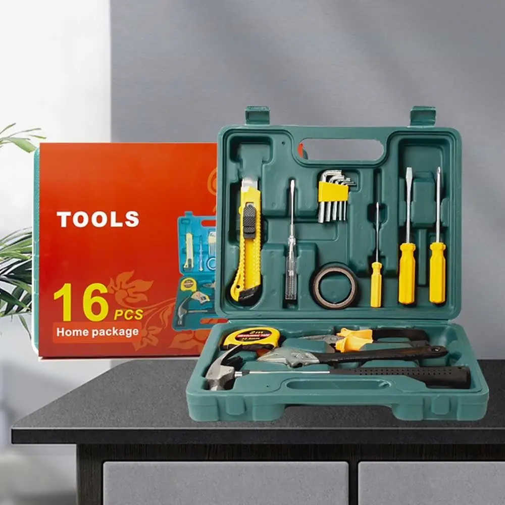 

Набор инструментов из 12/16 предметов: пластиковый ящик для инструментов, профессиональный компактный набор ручных инструментов для дома и быта