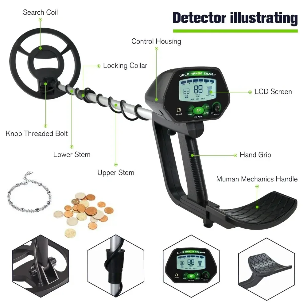 MD-4090 Professional Metal Detector Finder Waterproof Search Coil Seeker Treasure Underground Gold Detector High Accuracy