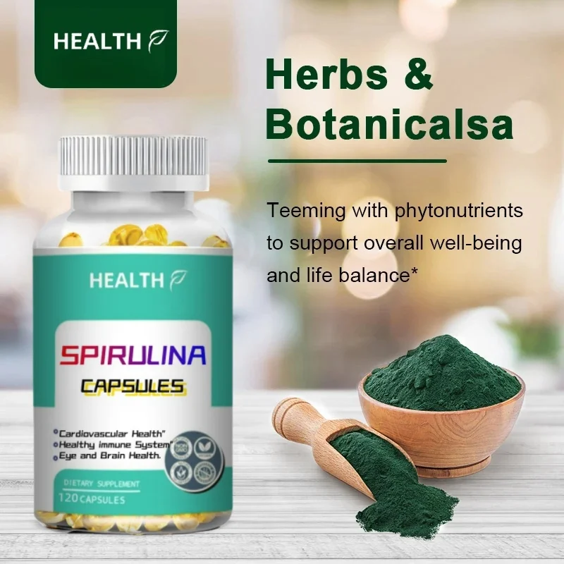 Pure Hawaiian Spirulina 2000mg, Vegan, Supports Immune System, Heart, Cells and Energy,120Capsules