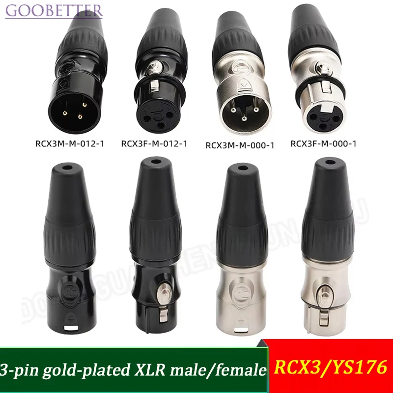 

3-Pin Gold Plated XLR Male/Female Connector YS1767 | Shielded Mic Plug for Studio/Stage/Live Streaming, Anti-Interference