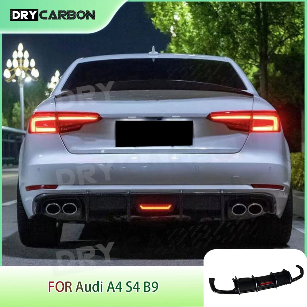 

Car Rear Diffuser Lip Bumper With LED for Audi A4 S4 B9 Standard 2017-2019 ABS Rear Bumper Diffuser Body Kits Accessories
