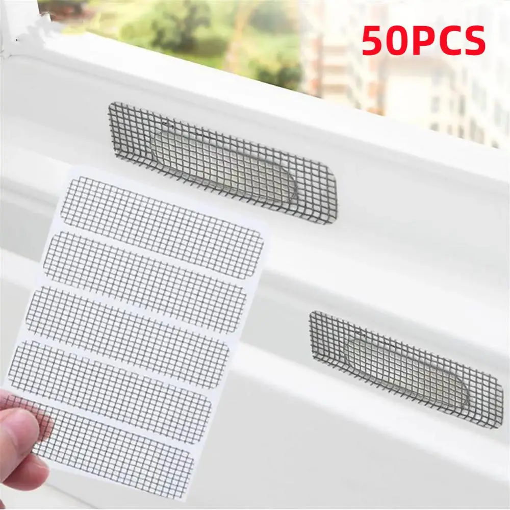 50pcs Window Screen Repair Tape  Anti-insect Fly Bug Door Window Mosquito Screen Net Repair Tape Patch Adhesive Fly Screen Tape