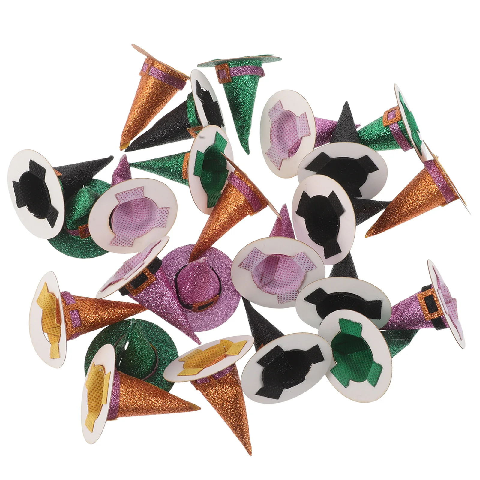 

24Pcs Halloween Party Decorations Mini Glitter Witch Hat Cupcake Toppers Spooky Dessert Decorations Birthday Crafts