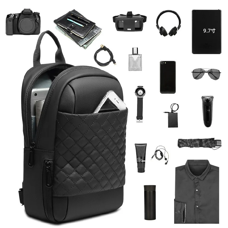 Bolsa transversal anti-roubo Oxford com interface de carregamento USB, sacos de peito masculino, alta qualidade, nova moda, 2023