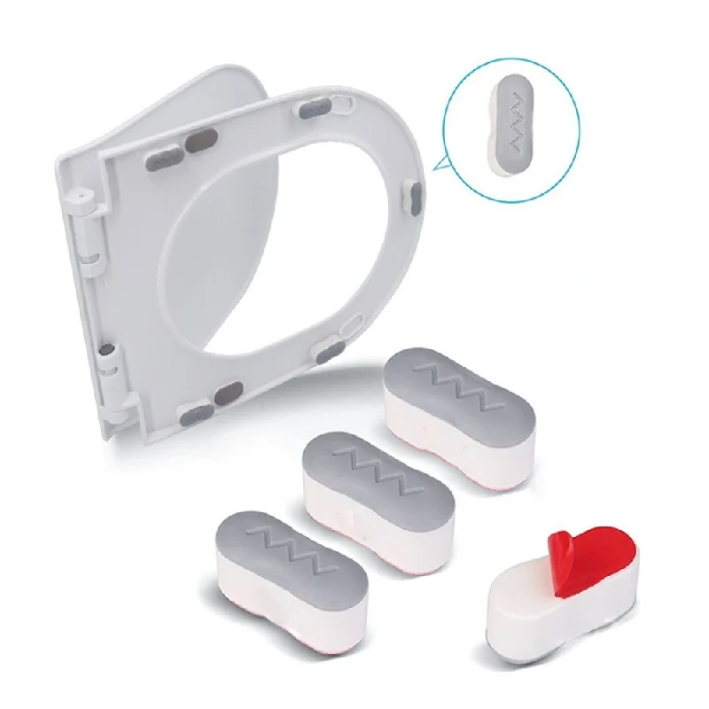 4PCS Universal Toilet Seat Protector Pads Non-Slip Strong Adhesive Cushioned for Bidet Elderly Pregnancy Bathroom Safety