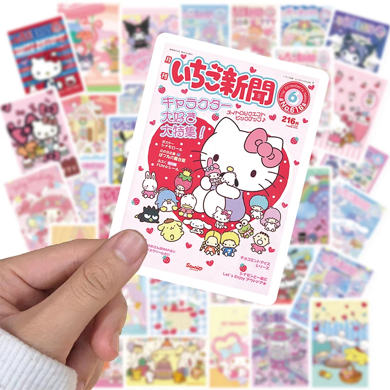 65 шт. Мультяшные постеры Sanrio наклейки Kawaii Girls Hello Kitty Kuromi наклейки DIY телефон дневник милые наклейки для детей игрушки