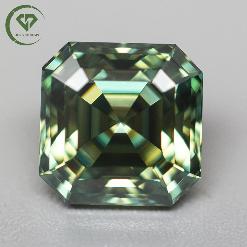 NEW Green Asscher Cut 1.0-2.0ct Moissanite Stones VVS1 Passed Diamond Tester with GRA Certificate