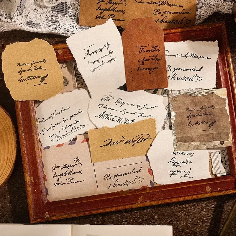 طوابع مجلة خشبية بخط فني - مجموعة حروف إنجليزية عتيقة، طوابع خشبية مكونة من 8 قطع للمجلات التي تصنعها بنفسك