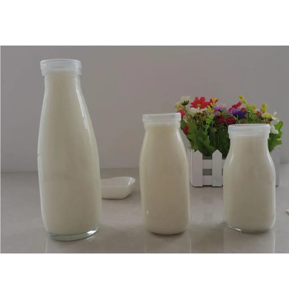

5Pcs 250ml Heat Resistant Glass Bottle Drink Container Multi Use Vase Reusable Straws Milk Glass Bottle Container