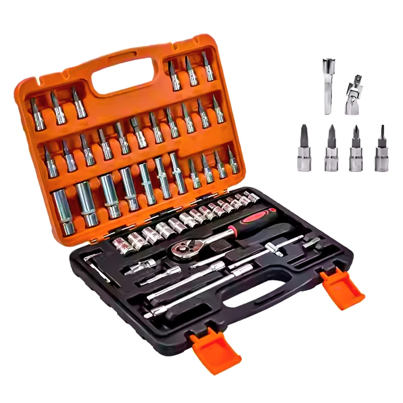 

53pcs Wrench Screwdriver Socket Set Combination 1/4-Inch Auto Repair Tool Kit Multifunction Ratchet Socket Set for Household Use