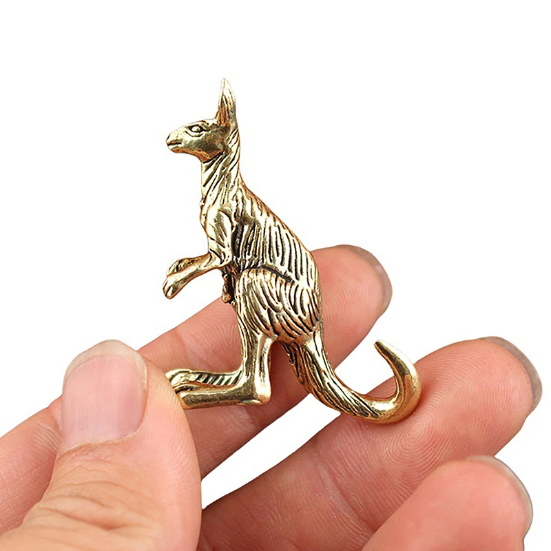 Brass Kangaroo Sculpture Gold Plating For Desk Decoration Vintage Animal Figurine