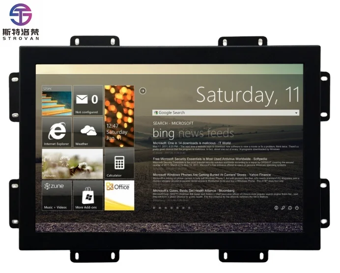 14 Inch Capacitive Open Frame Touch Screen  Industrial Metal Case LED/LCD  Available PC