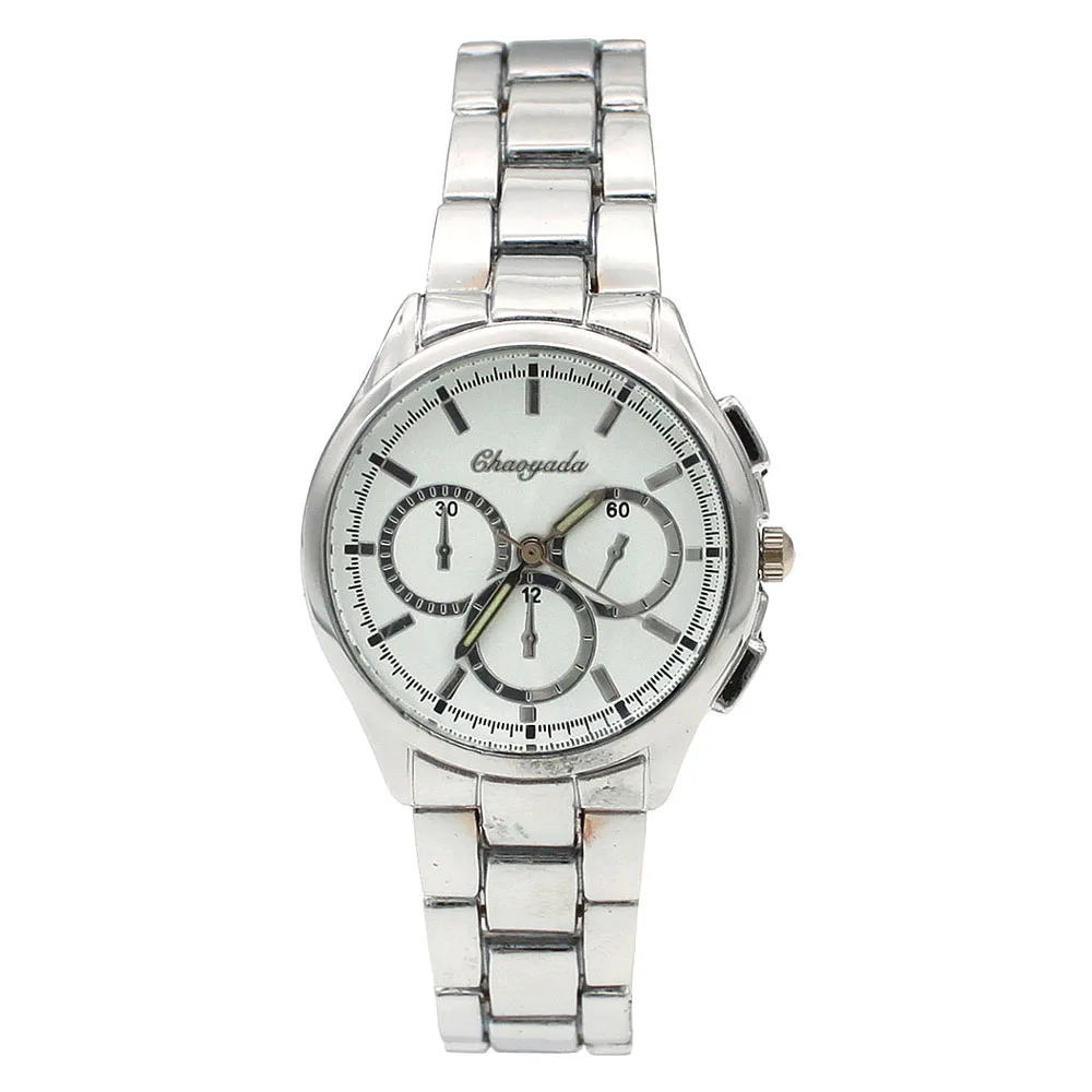 New Fashion Faux Chronograph Plated Classic Quartz Ladies Watch Women Crystals Wristwatches Relogio Feminino NG52 Gifts