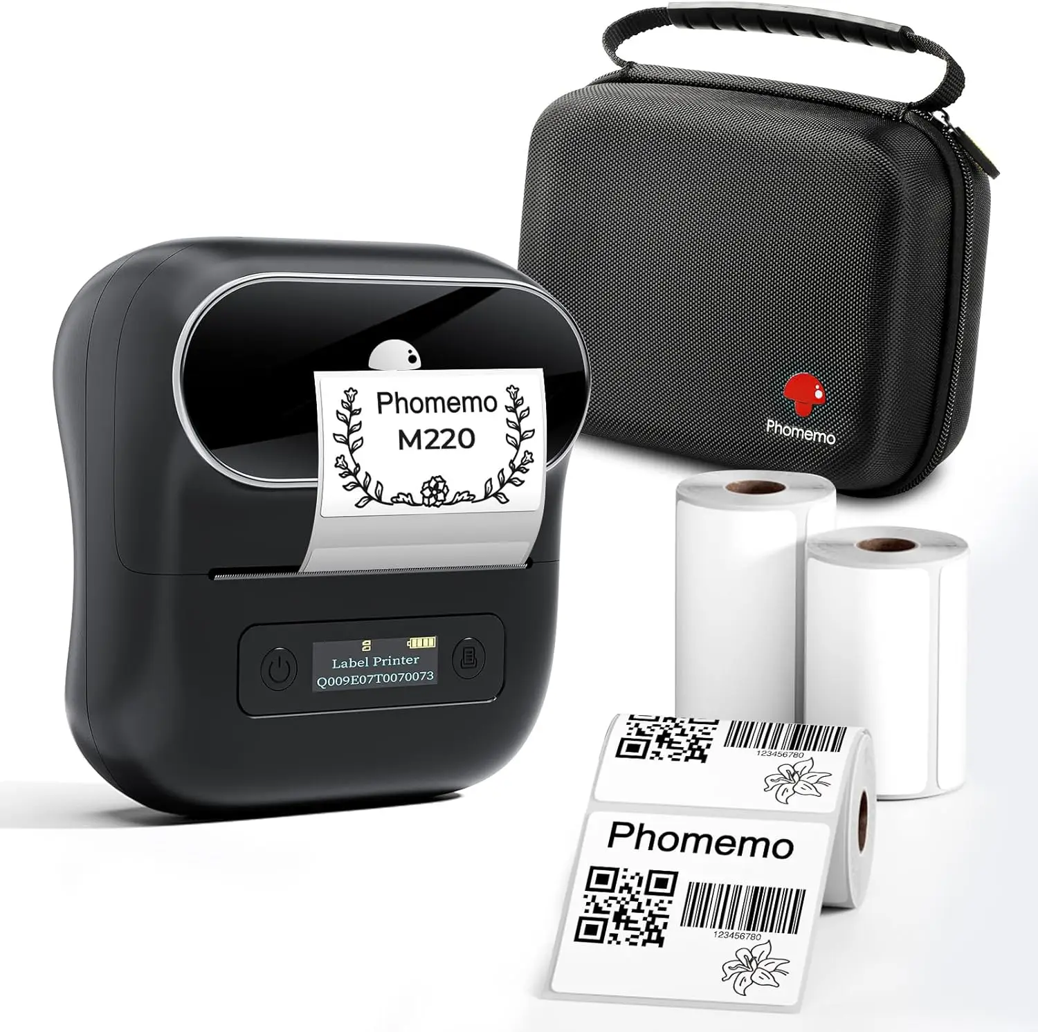 

Portable Bluetooth Thermal Label Printer, 80mm, Compatible with iOS/Android, for Home Office Small Business, Includes 3 Label Rolls & Case