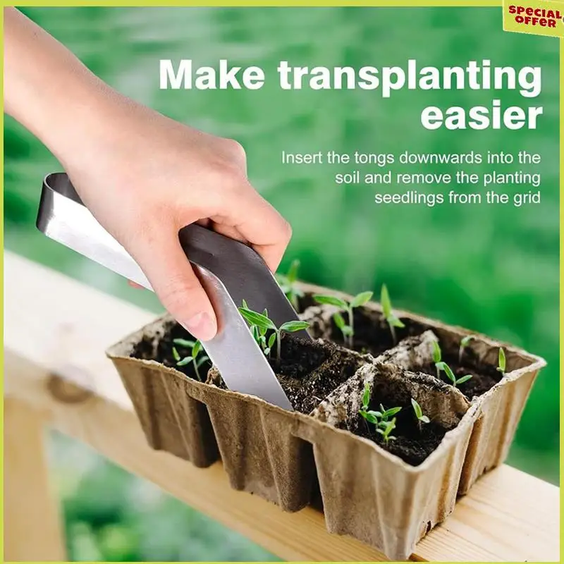 A34R 2PCS Seedling Transplant Tongs Remove Tongs Seedling Transplanting Tool Stainless Steel Gardening Plants Seedling