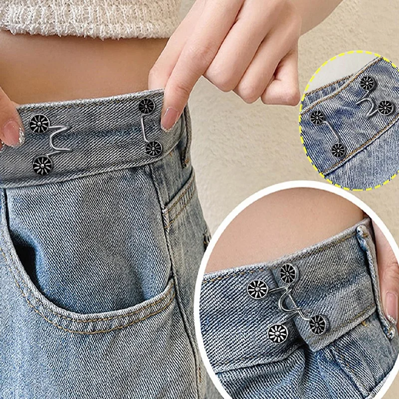 No Sewing Jeans Tighten Waist Brooches Adjustable Buckle Set Detachable Pants Clips Pins Clothing Accessories