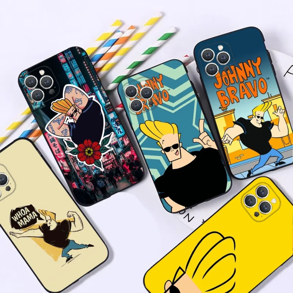 Anime J-Johnny Bravo Phone Case For iPhone 16,15,14,13,12,Pro,Max,11,7,8,Plus,XR,XS Max Shockproof Silicone Soft Shell