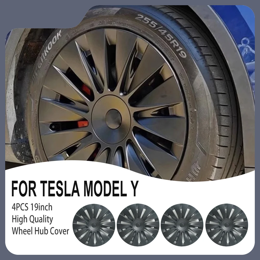 4 pièces capuchon de roue 19 pouces enjoliveur Automobile pour Tesla modèle Y 2018-2023 capuchon de moyeu Performance remplacement pour Tesla modèle Y 2018-2023