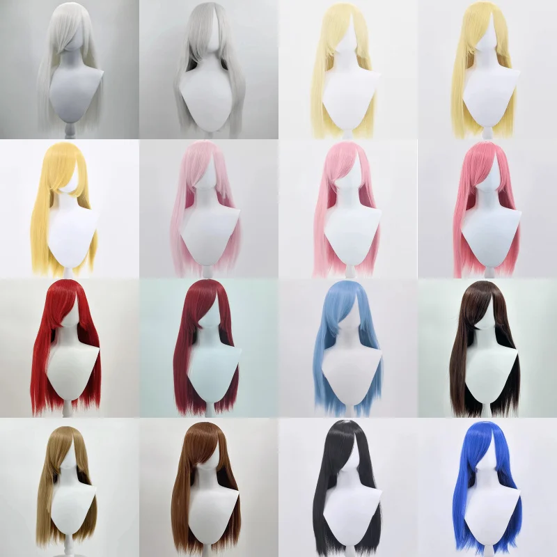 60cmUniversal ل طويل مستقيم HaircosWig متعدد الألوان القديمة زي أنيمي الانفجارات الطويلة تصفيف الشعر ممارسة للمبتدئين COSWig