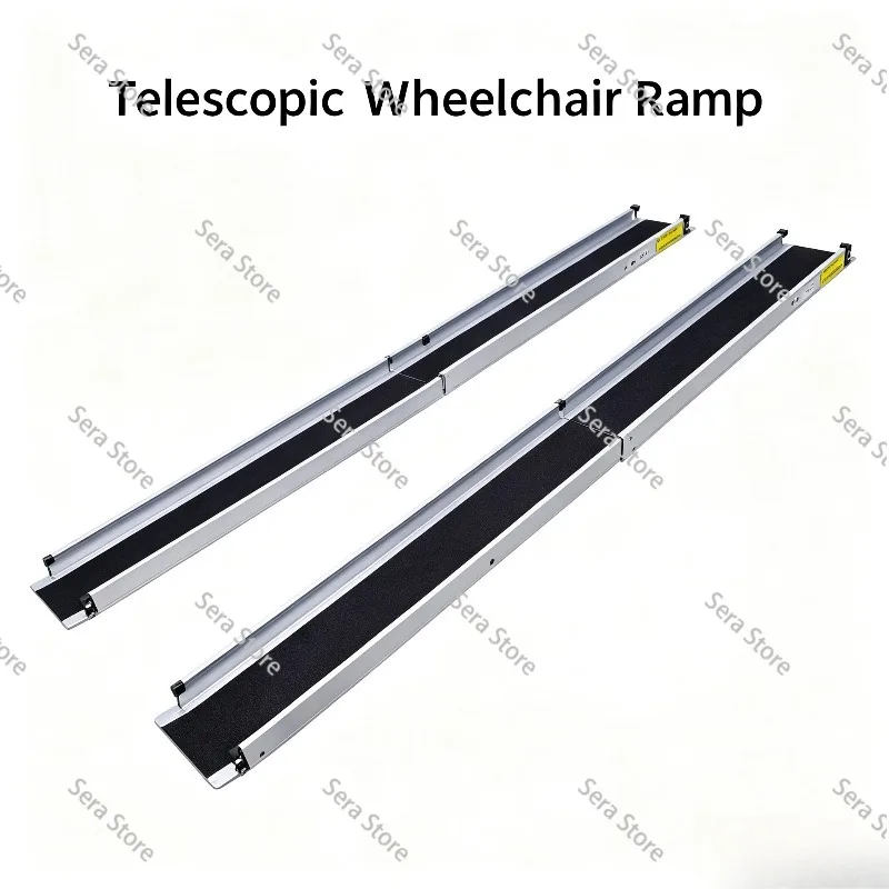 Portable Retractable Aluminum Wheelchair Ramp, Anti-slip Stair Climbing Barrier-free Aid for Wheelchairs & Mobility Scooters