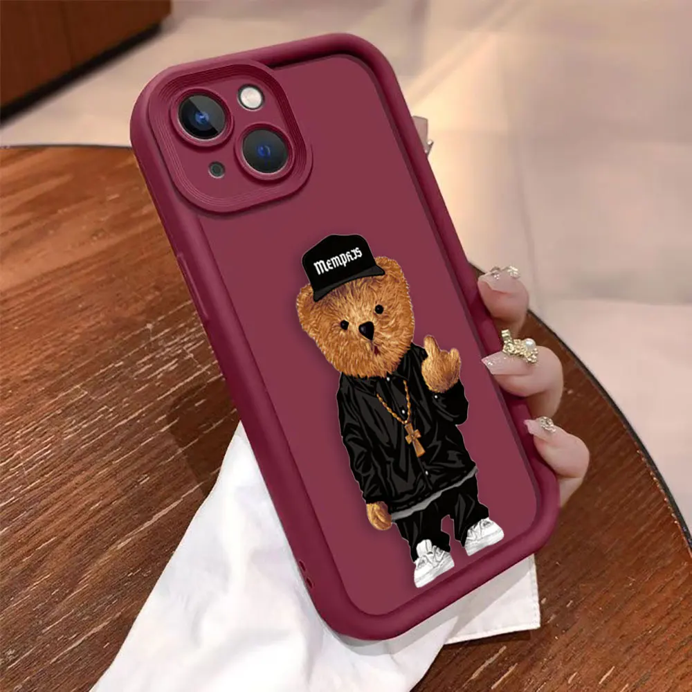 Fashion T-Teddy Bear Phone Case For Iphone  Apple 17 AIR 16 16E 11 12 13 14 15 XR Plus Pro Max Silicone Case Shockproof Cover view 3