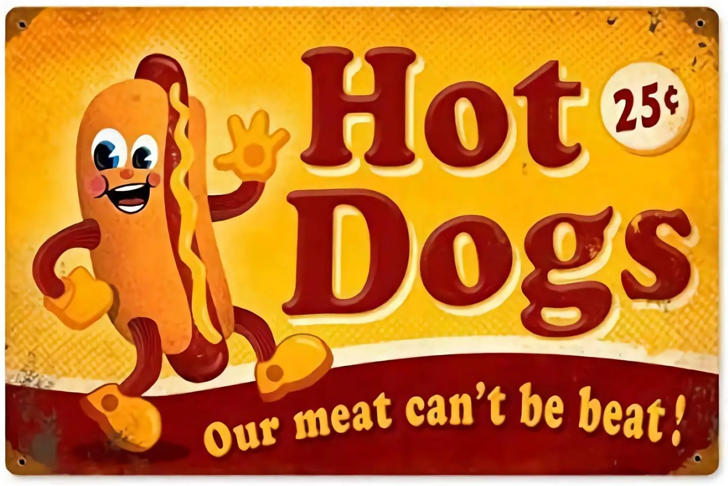 New Metal Poster Hot Dogs,Our Meat Can't Be Beat Vintage Metal Tin Sign 8x12 Inch Retro Art Home Fast Food Bar Pub Garage S sign