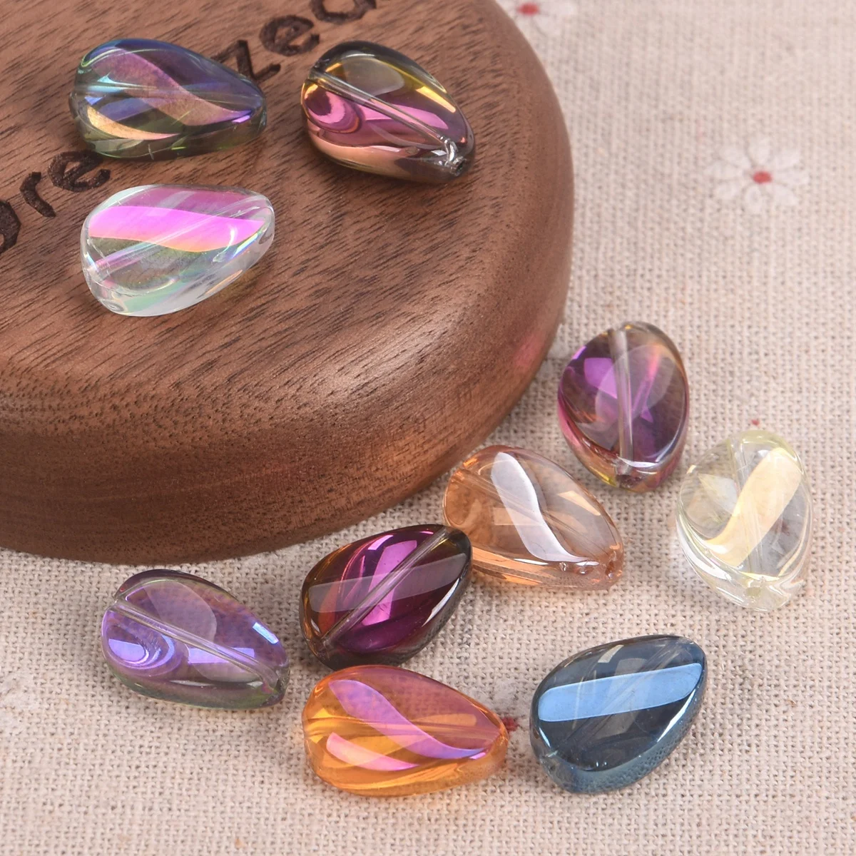 10pcs Twisted Shape 19x13mm Colorful Plated Crystal Glass Loose Beads For Jewelry Making DIY Crafts Findings