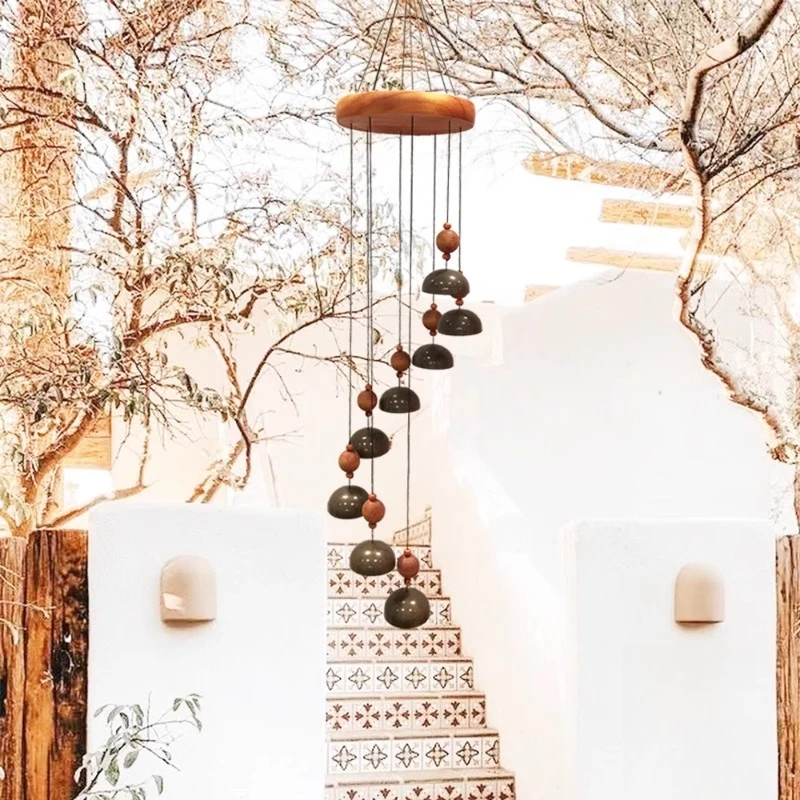 

Hua Tingyu waterfall wind chimes solid wood metal garden courtyard villa pastoral inn homestay pendant housewarming gift