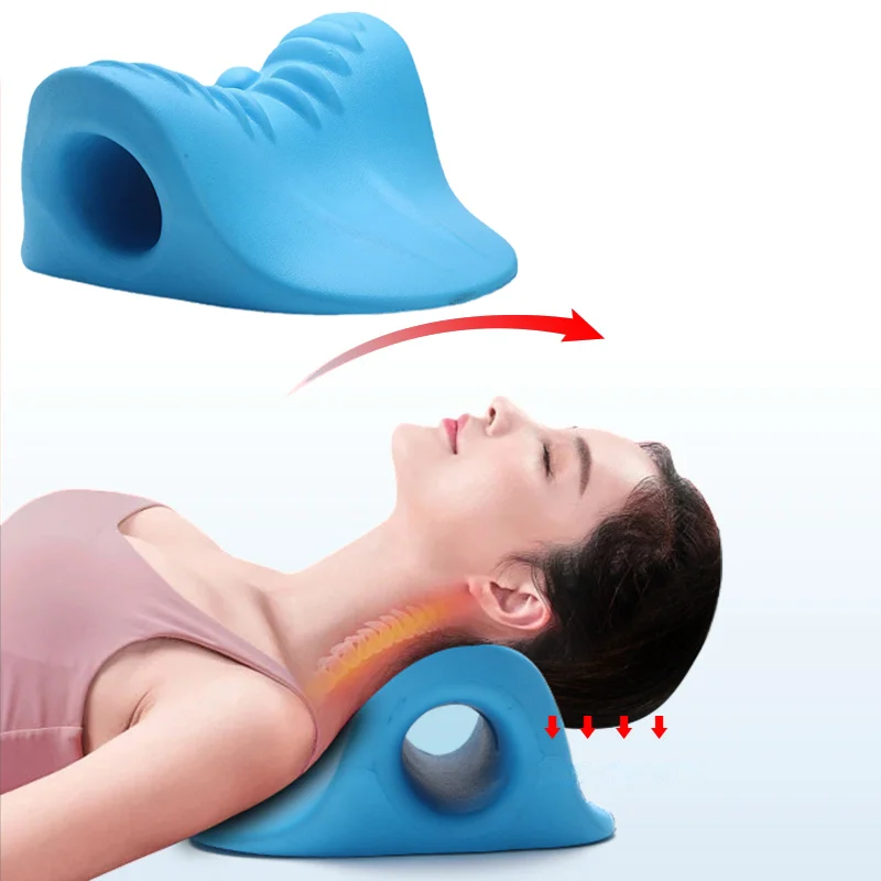 Almofada de massagem pescoço e ombro Dispositivo de tração cervical para relaxamento muscular Alinhamento da coluna cervical Maca quiroprática Novo