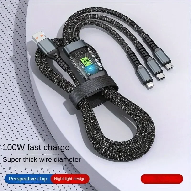 PD100W Super Fast Charging Line Multi-function 3 IN 1 Digital Display USB-C Cable Fast Charging For Xiaomi HUAWEI Samsung iPhone