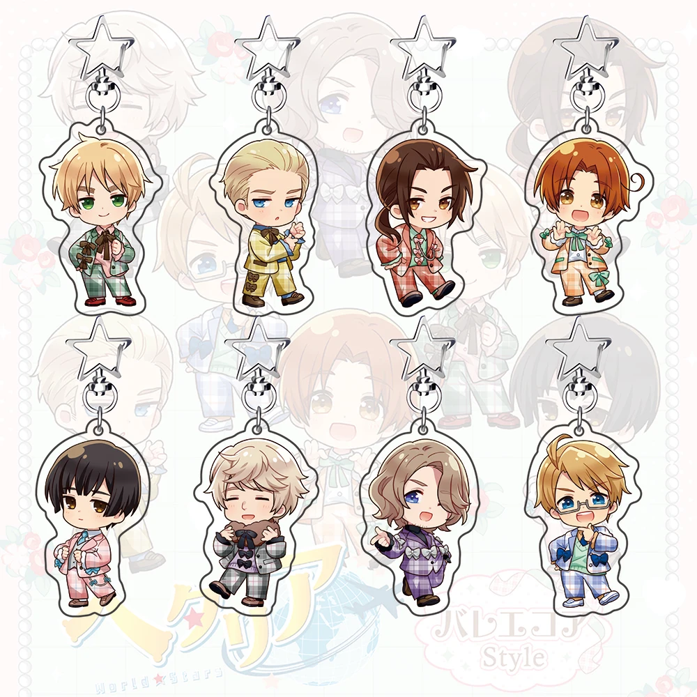 Hetalia World★Stars Acrylic Keychain – Balletcore Style Anime Bag Charm, Cute Ballet Outfit Character Key Ring Gift