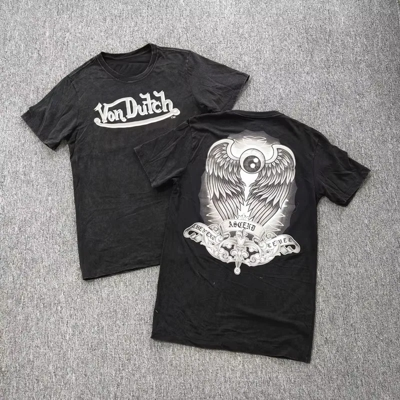 Vintage Von Flying Eyeball Cream Kustom Kulture Dutch Graphic T-Shirt Cotton Men Women Streetwear Tee