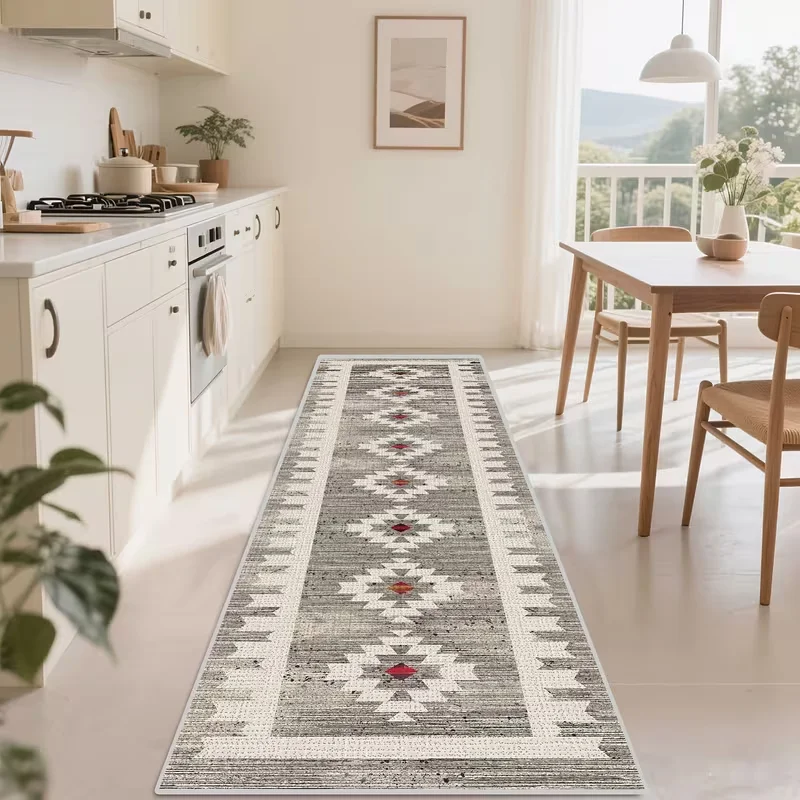 Tapis antidérapant extra long, tapis de couloir durable, tapis lavable pour cuisine, salon, couloir, terrasse, décoration de table à manger