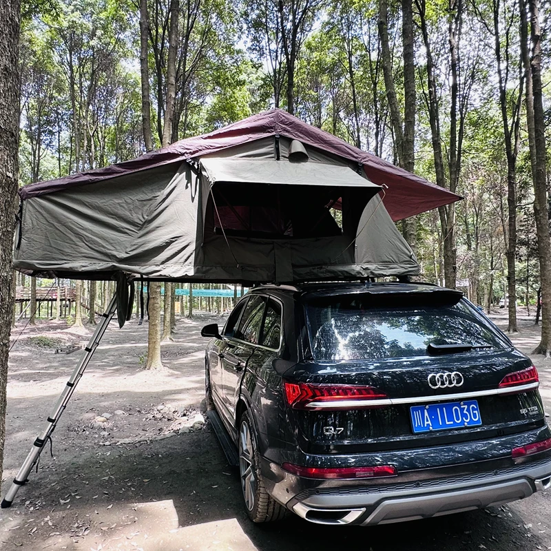 Foldable Windproof Camping Softshell Top Up Canvas Car Rooftop Tent