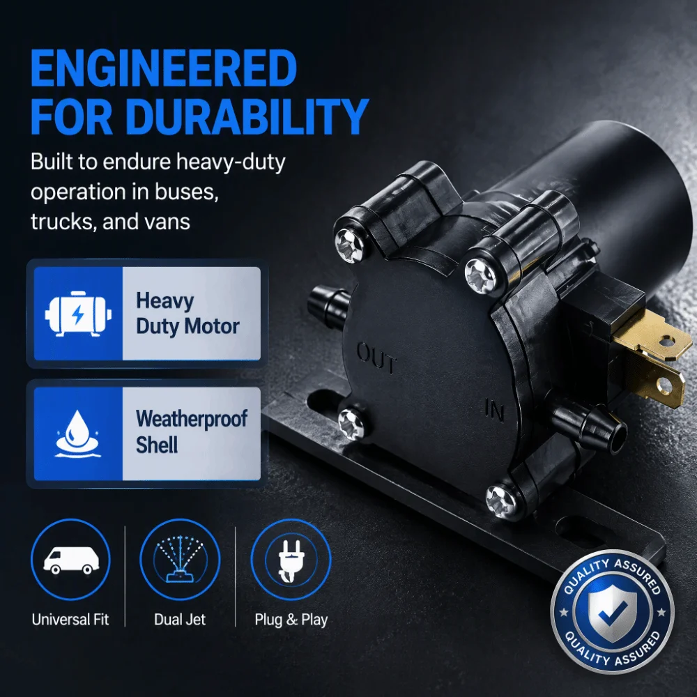 Dual Outlet Windshield Washer Pump Durable Sturdy Windscreen Washer Pump Direct Replacement Washer Pump Bus Use