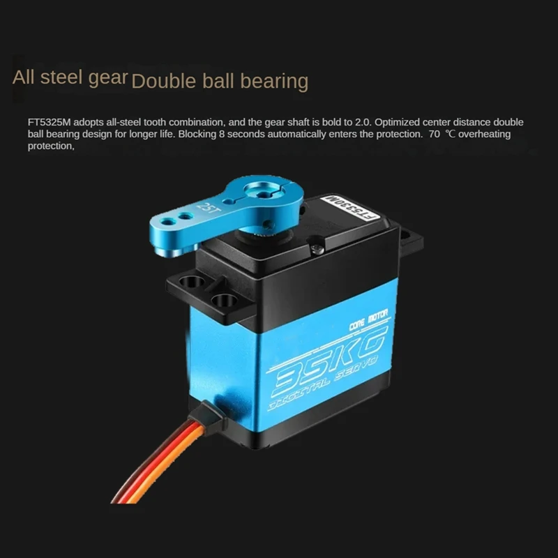 Digital Servo FT5330M 35KG Metal Gear Waterproof Servos High Speed Torque 25T Arm For 1/8 1/10 RC Car Auto Roboter Boat