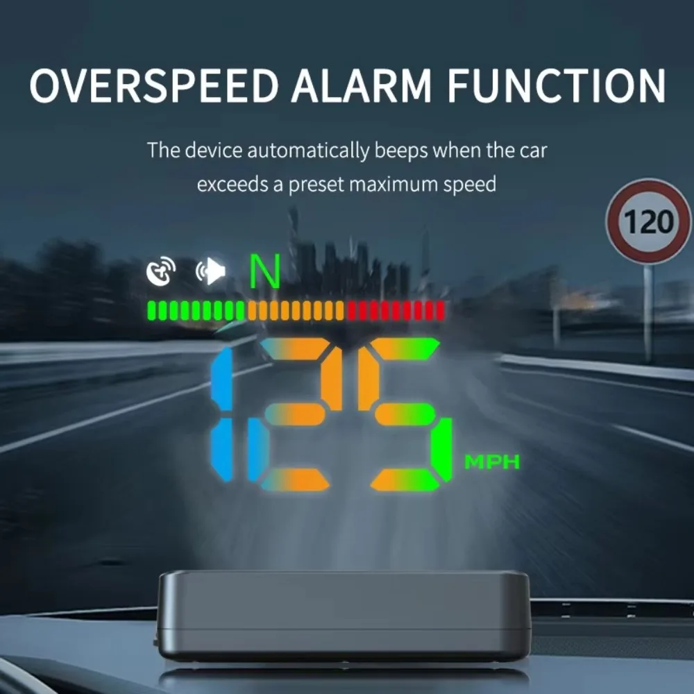 2025 New H4 Head Up Display GPS Speedometer Auto Electronics HUD with Alarms for All Cars