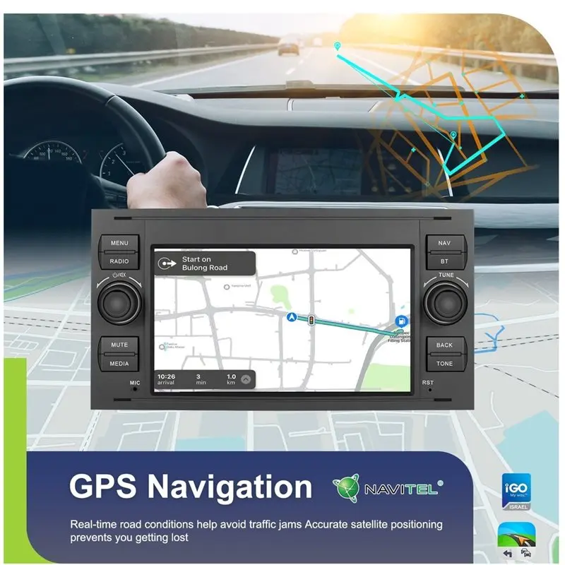 Y45A-Car Radio Wireless Auto For Transit Fiesta Focus Galaxy Mondeo 4GB+ 32GB 7" Multimedia Video Player DSP GPS view 6
