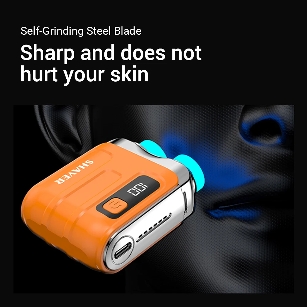 남성용 전기 스마트 면도기, 미니 듀얼 블레이드, 디지털 디스플레이, 세척 가능, 충전식 수염 면도기, 여행 및 가정용
